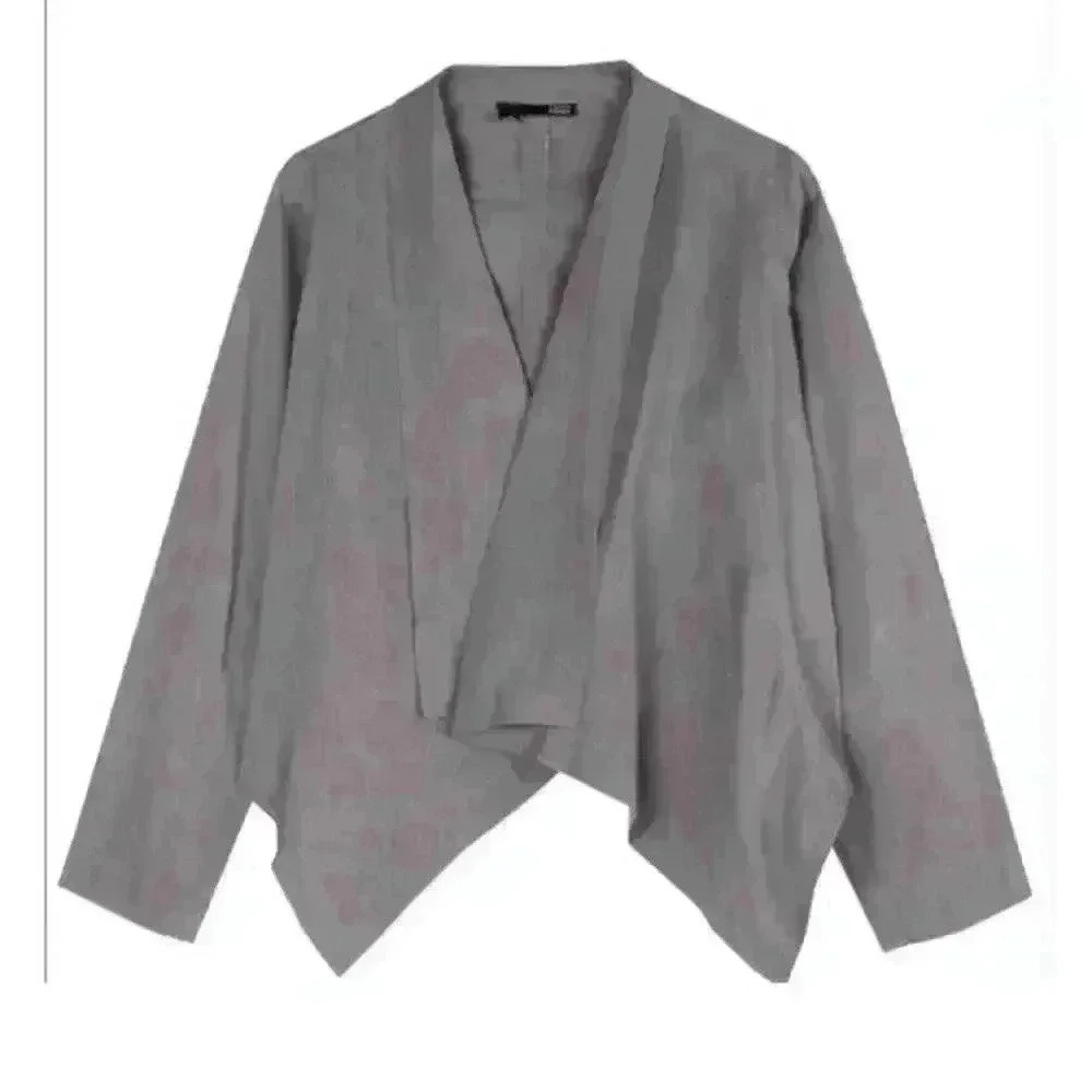 Eileen FIsher drape front viscose linen jacket Size XS